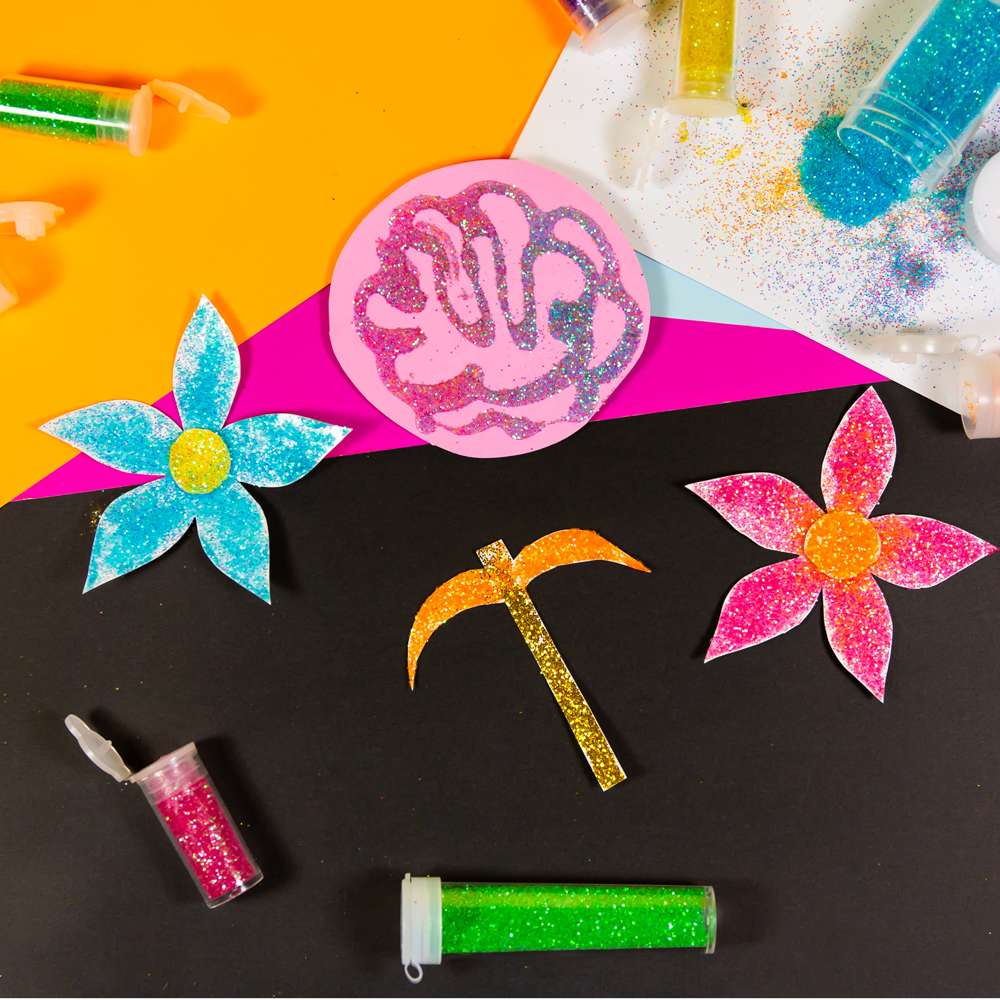 Glitter Glue Pens, Rainbow Swirl Colors, Kids Art & Crafts, Card
