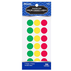 Assorted Color 3/4" Round Label (306/Pack)