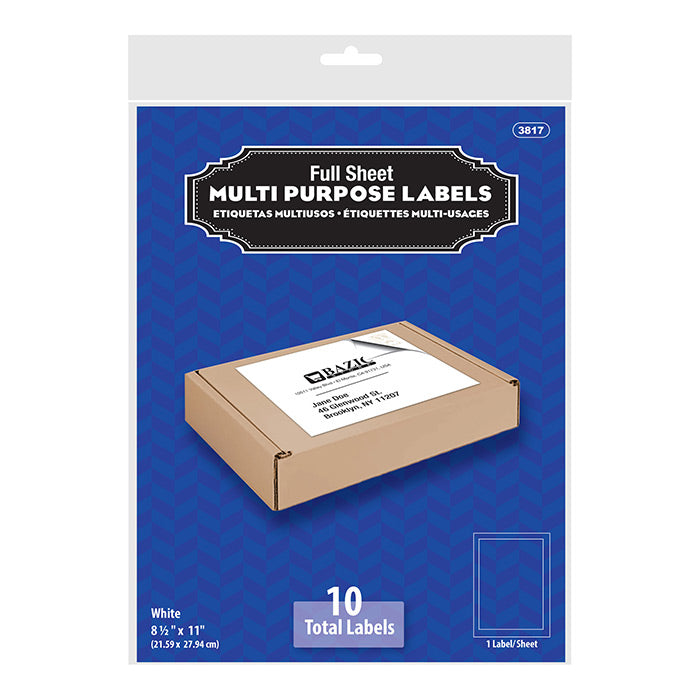 Full Sheet White Multipurpose LabelsFull Sheet White Multipurpose Labels