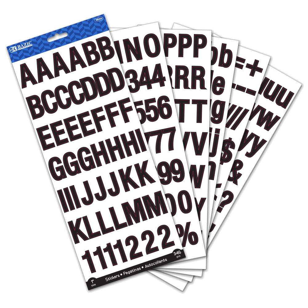 Alphabet Letter Number Sticker 6 Sheets Mini Resin Stickers Self Adhesive  1/8