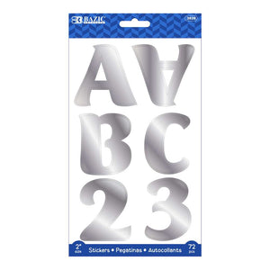 Alphabet & Number 2" Metallic Silver Color (10 SHEETS)