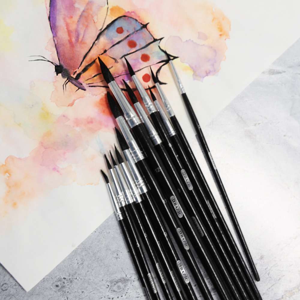 12 Number Watercolor Nylon Paint Brushes Oil brush painting pen Marker  School student Art Supplies paint
