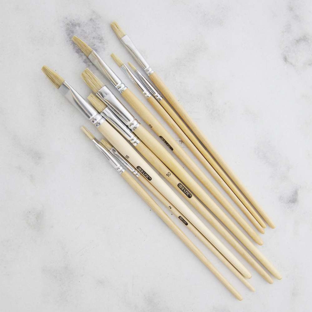 7 Sizes Professional Round Pointed Tip Paint Brushes Mixed Natural Hair