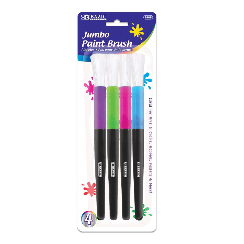 Bazic Jumbo Watercolor Paint Brush (4/Pack)