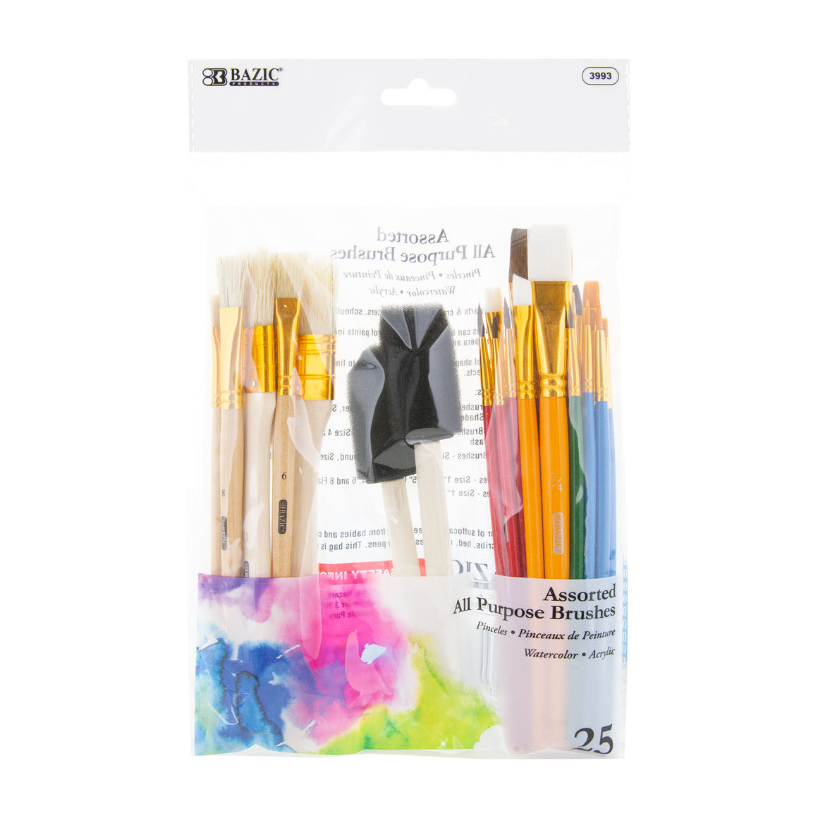 Assorted Paint Brush w/ Wood Handle Set (25/Pack)