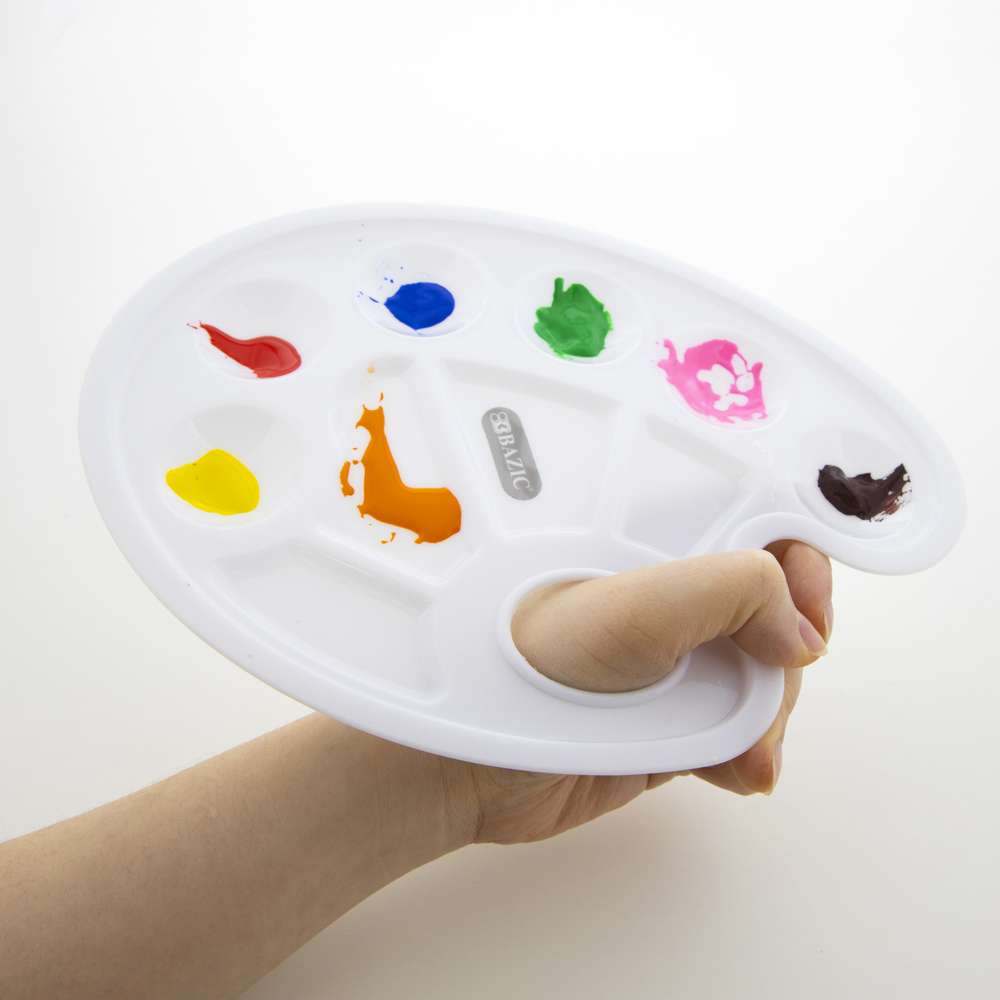 10pc Set Oval Plastic Paint Art Tray Mixing Palette Wells Craft School  Supplies