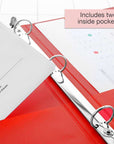 Binder View 1" Red 3-Ring w/ 2-Pockets