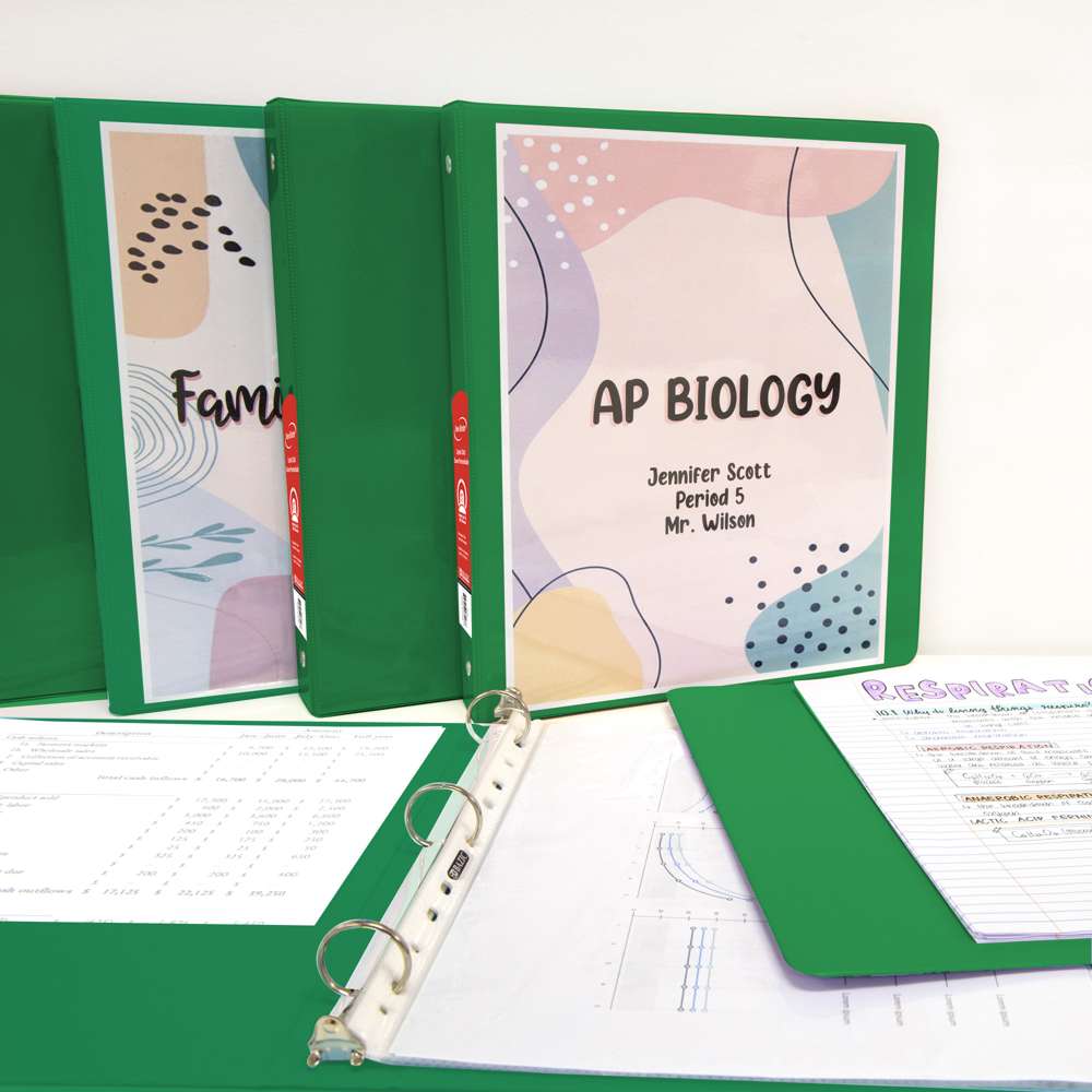 1.5&quot; Green 3-Ring View Binder w/ 2-Pockets