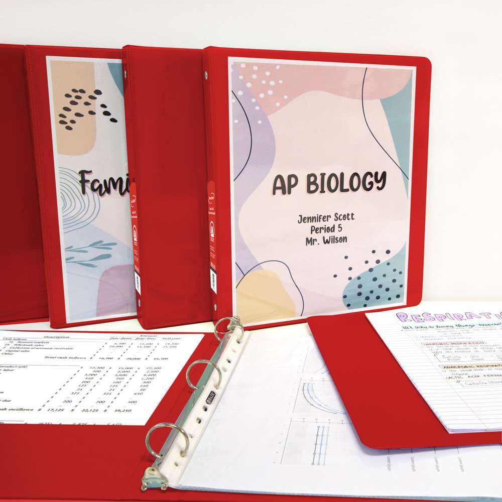 1.5&quot; Red 3-Ring View Binder w/ 2-Pockets