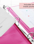1.5" Fuchsia 3-Ring View Binder w/ 2-Pockets