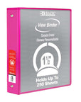 1.5" Fuchsia 3-Ring View Binder w/ 2-Pockets