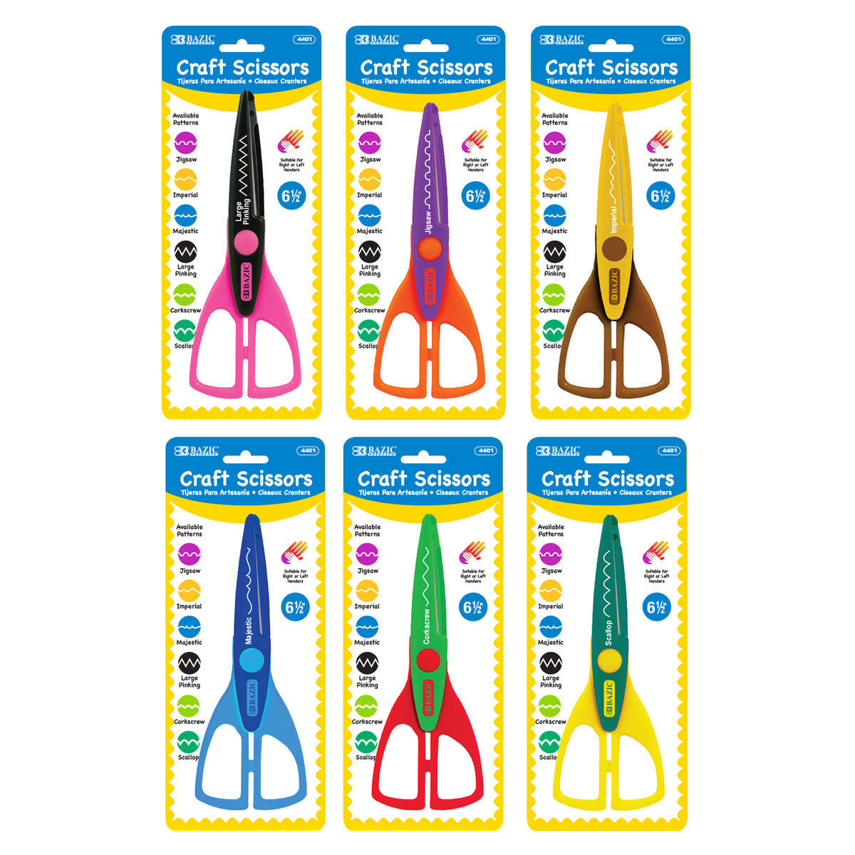 BAZIC 6-1/2 in Craft Scissors, Decorative Edge, Stainless Steel