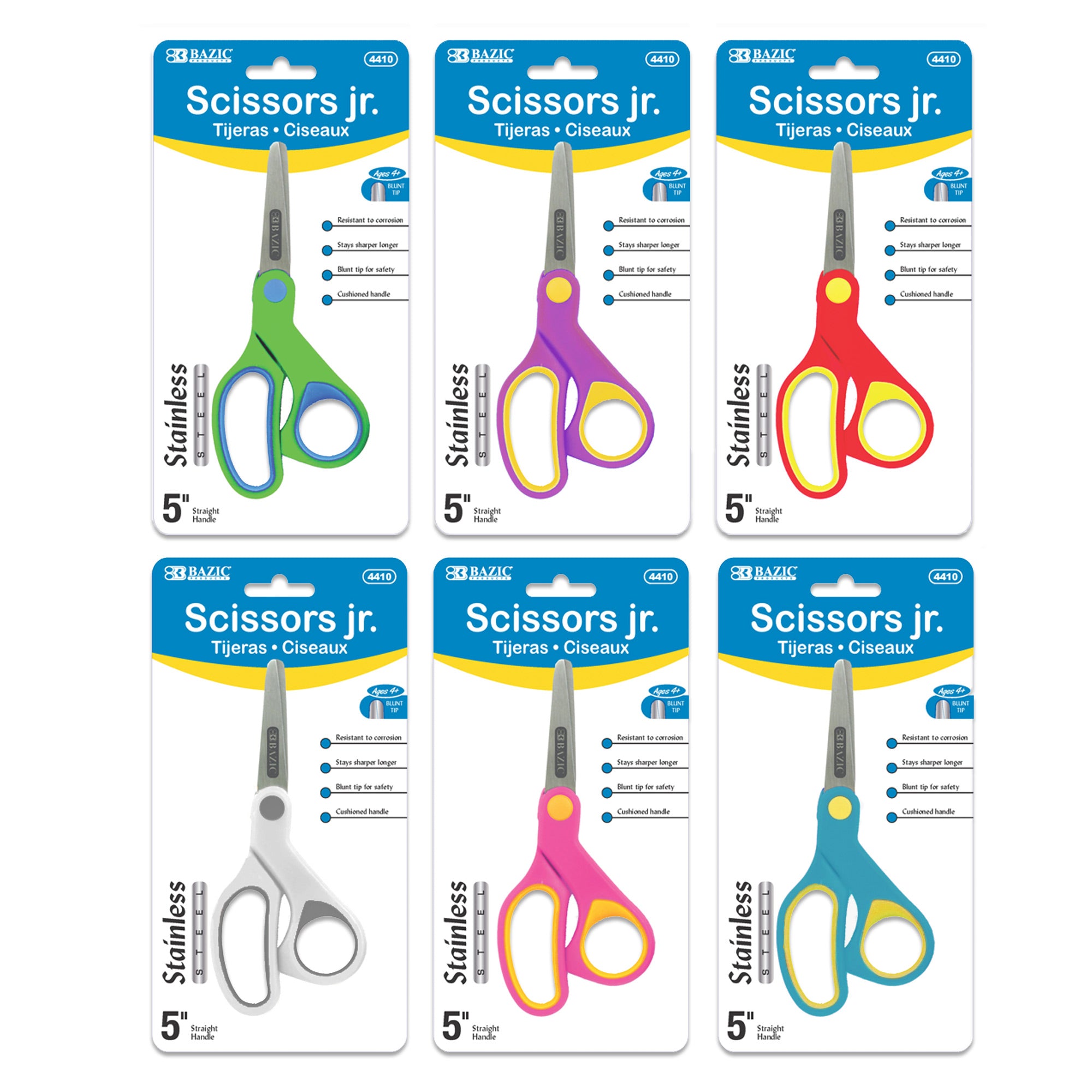 5" Soft Grip Blunt Tip Stainless Steel Scissors