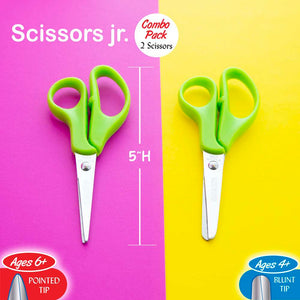 School Scissors 5" Blunt & Pointed Tip (2/Pack)