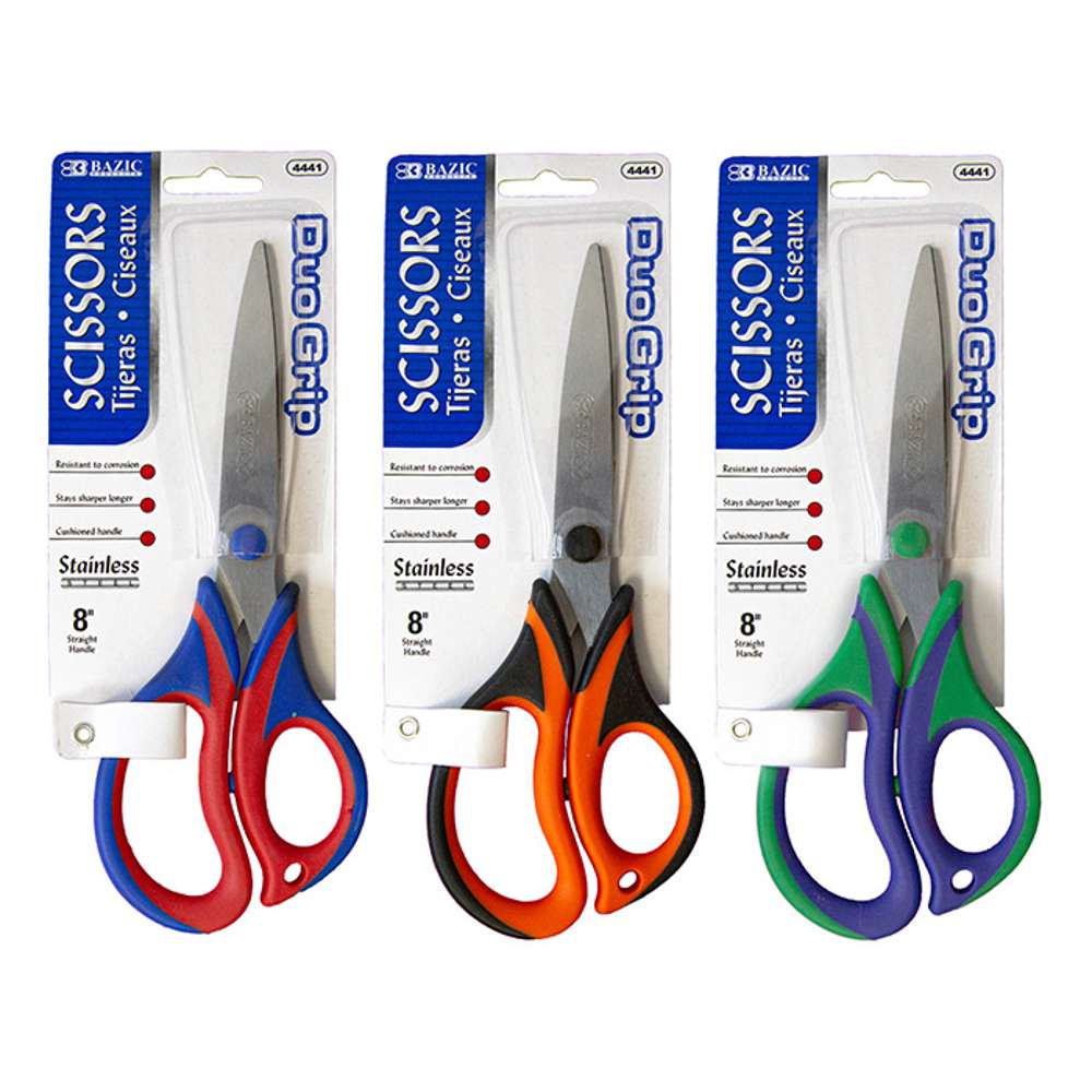 Bazic Office Scissors 8 Two-Tone Soft Grip Box - 24 Units @ per Unit