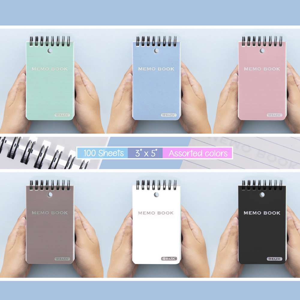 Memo Books Poly Cover Top Bound Spiral 3" X 5" Bazicstore