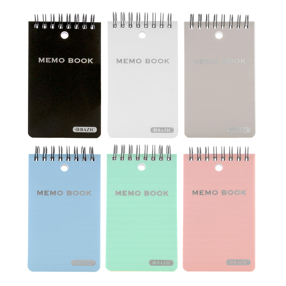 BAZIC Double-Wire Poly Memo Book, 3 x 5 in