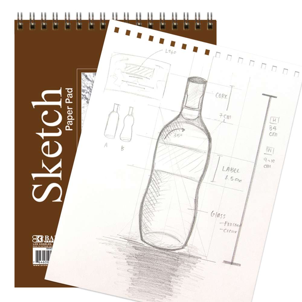 BAZIC 30 Ct. 8.5 X 11 Side Bound Spiral Premium Sketch Book Bazic Products