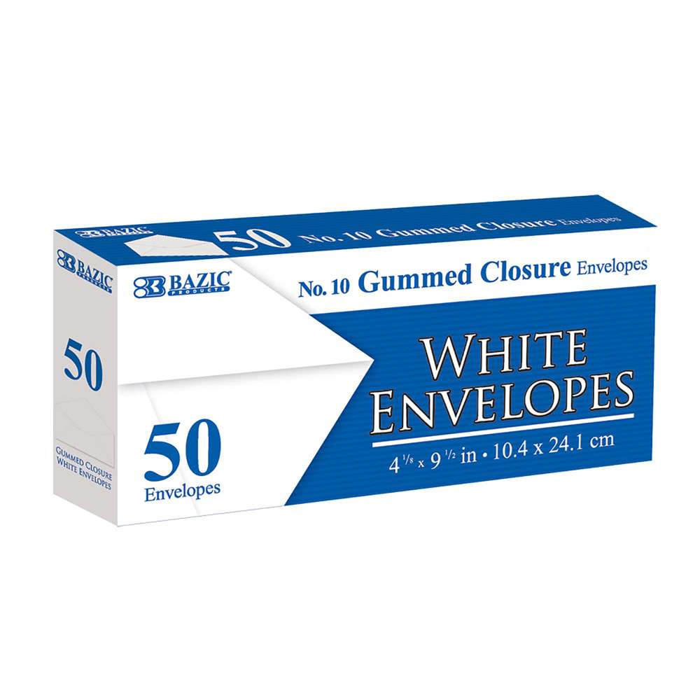 100% Cotton Resume Envelope, #10, Commercial Flap, Gummed Closure, 4.13 x  9.5, Ivory, 50/Box - Zerbee