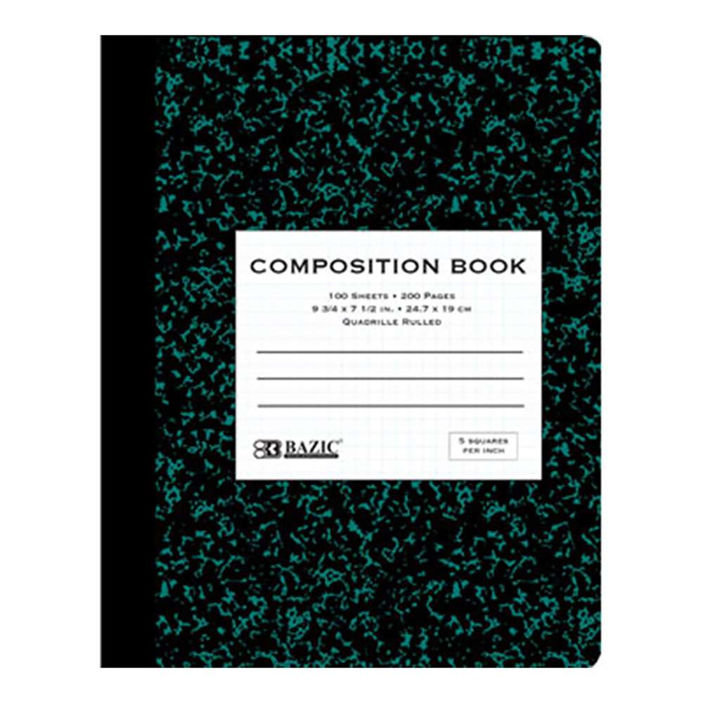 BAZIC Composition Book 51" QuadRuled Premium Marble 100 Ct. Bazicstore
