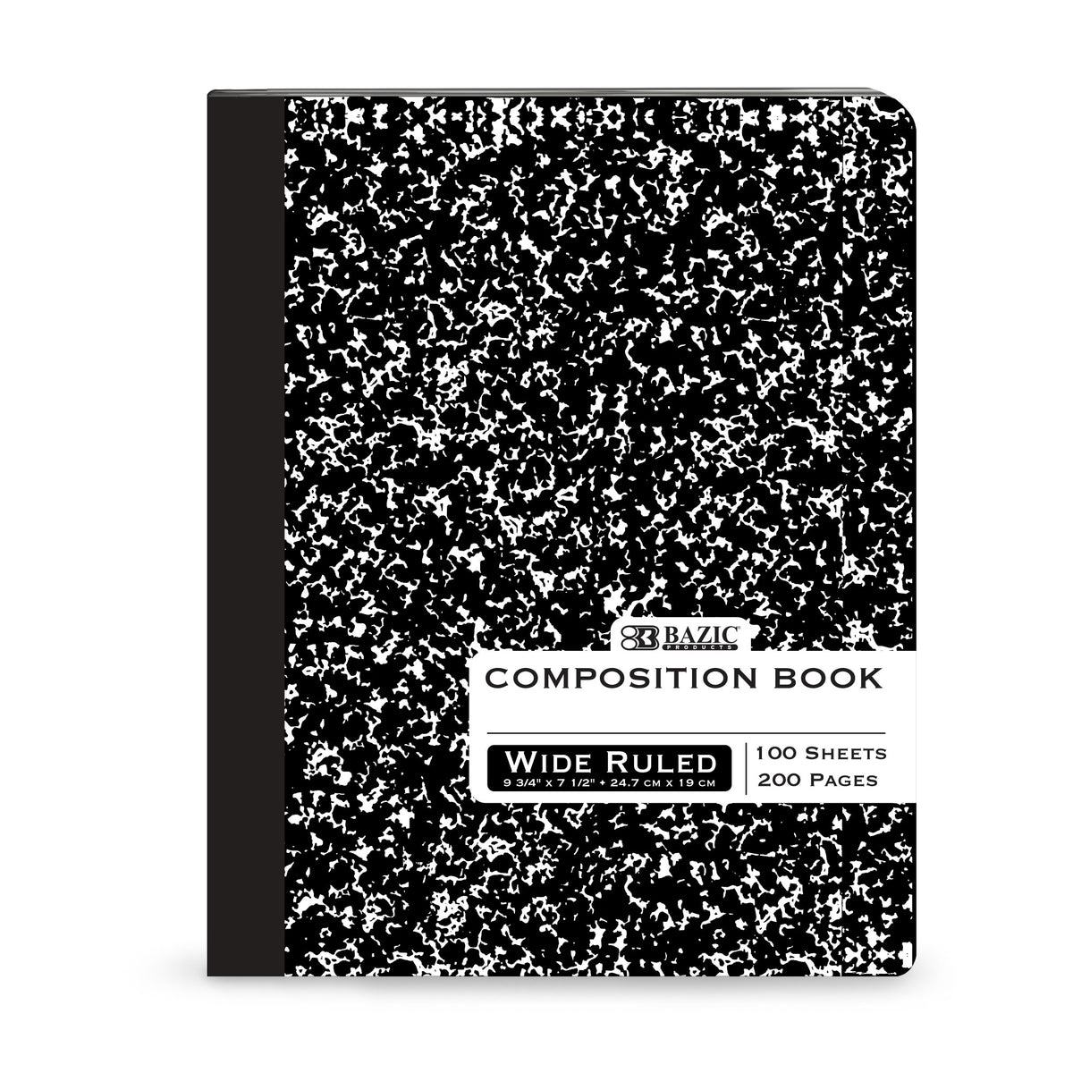 BAZIC Black Marble Composition Notebook, Wide-Ruled