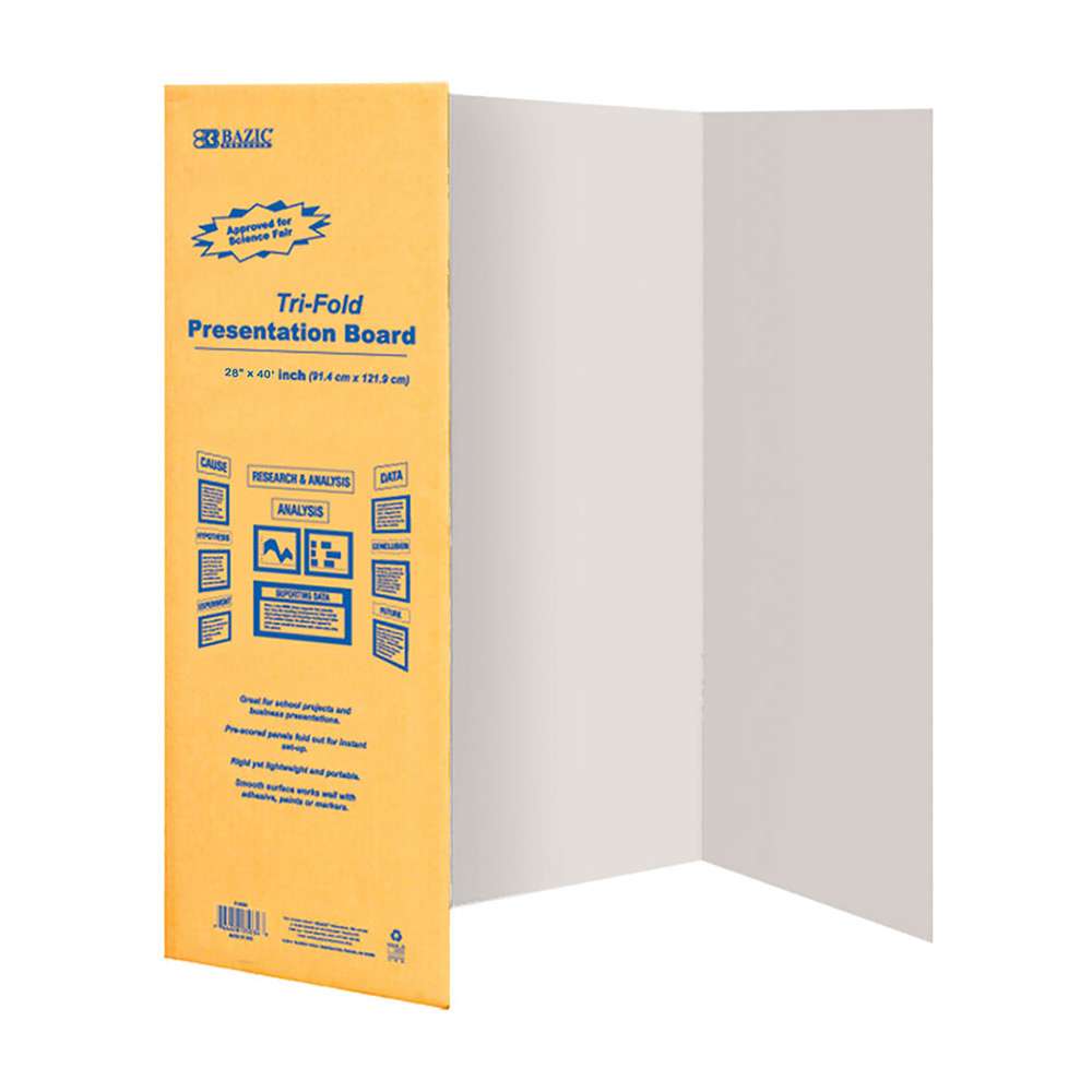 Bazic Tri-Fold Corrugated Presentation Board - White 28 x 40