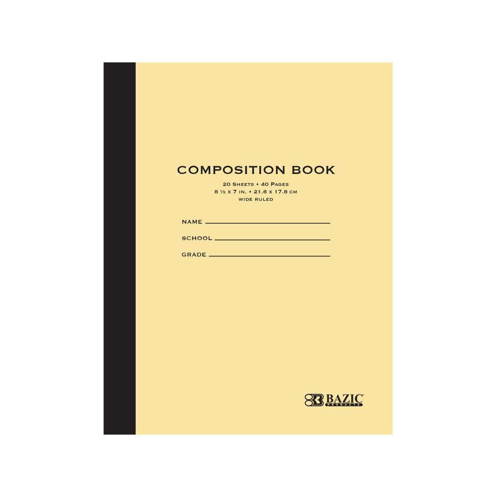 Composition Book 20 Sheets Manila Cover 8.5" x 7", Box of 24