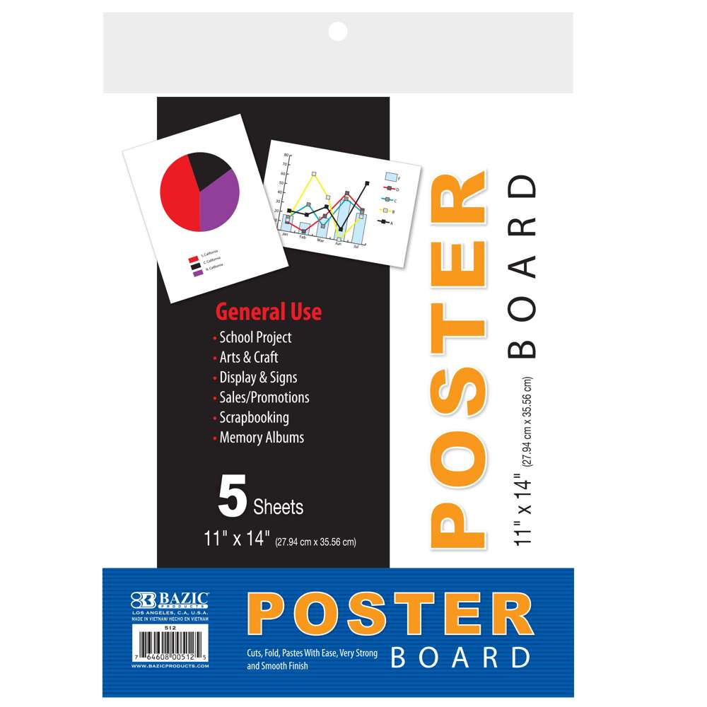 11" X 14" White Poster Board (5/Pack)