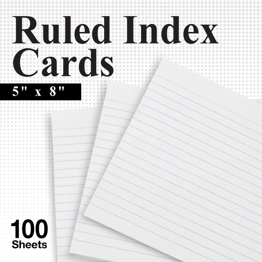 Ruled White Index Card 5" X 8" 100 Ct.