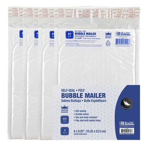 Poly Bubble Mailer (#0) 6" x 9.25" (4/Pack)