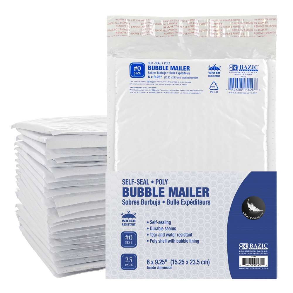 6" x 9.25" (#0) Poly Bubble Mailer (25/Pack)