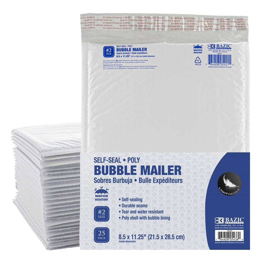 Poly Bubble Mailer (#2) 8.5" x 11.25" (25/Pack)