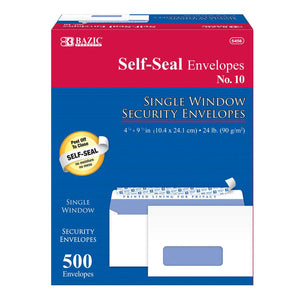 #10 Self-Seal White Single Window Envelopes (500/Pack)