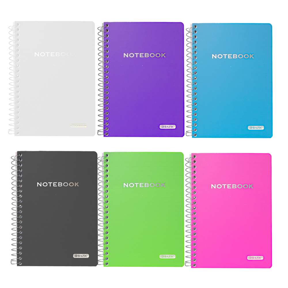 Three Subject Spiral Notebook, College Ruled, 3 Hole Punch, Perforated,  10.5 x 8, 120 Sheets, Assorted Poly Covers