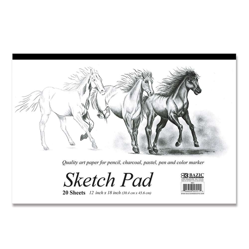 Bazic 20 Ct. 18 inch x 12 inch Premium Sketch Pad Pack of - 48