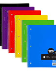Notebook Spiral W/R 3-Subject 120 Ct