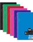 Notebook Spiral W/R 3-Subject 9.5" X 5.75" 120 Ct.
