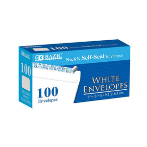 #6 3/4 Self-Seal White Envelope (100/Pack)
