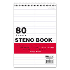 Basics Steno Books, 6 x 9, Gregg Rule, Green Paper, 80 Sheets,  12-Pack