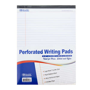 White Perforated Writing Pad 8.5" X 11.75" 50 Ct.