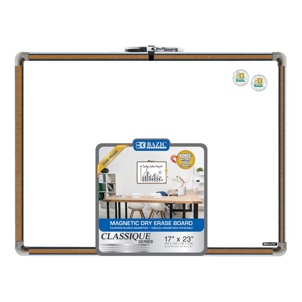 BAZIC CLASSIQUE Cork Framed Dry Erase Board 17" X 23" Bazicstore