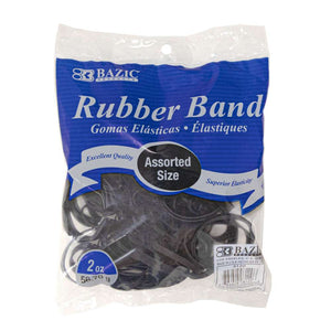 2 Oz./ 56.70 g Assorted Sizes Black Color Rubber Bands