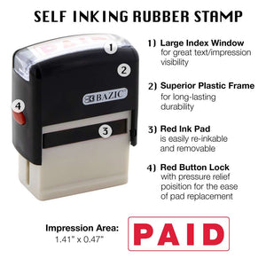 Paid Self Inking Rubber Stamp (Red Ink)