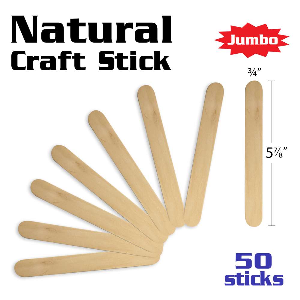 Natural Wooden Craft Sticks 50 Pack