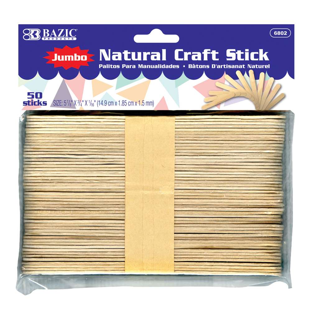 Bazic Craft Sticks Jumbo 50pc Natural, 1 - Kroger