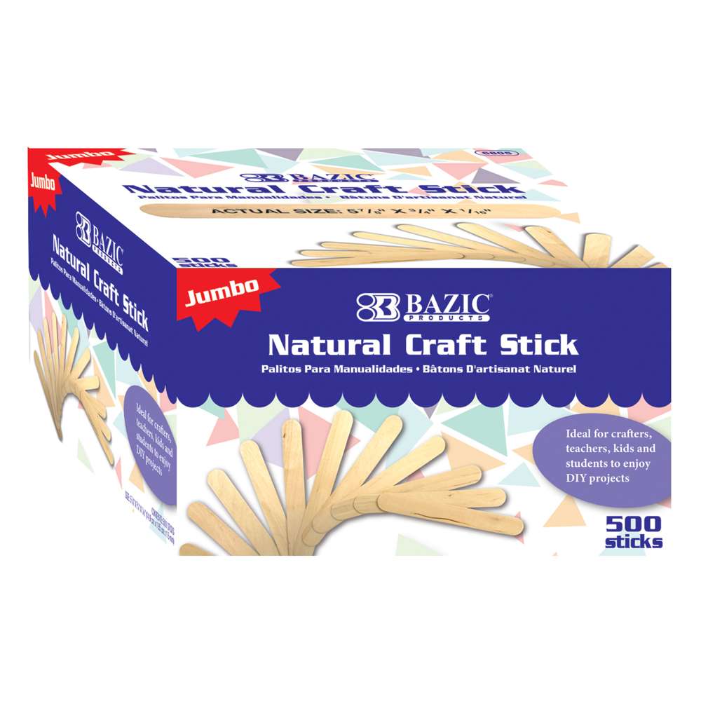 Jumbo Natural Craft Stick (500/Pack) Box - 10 Packs @ per Unit