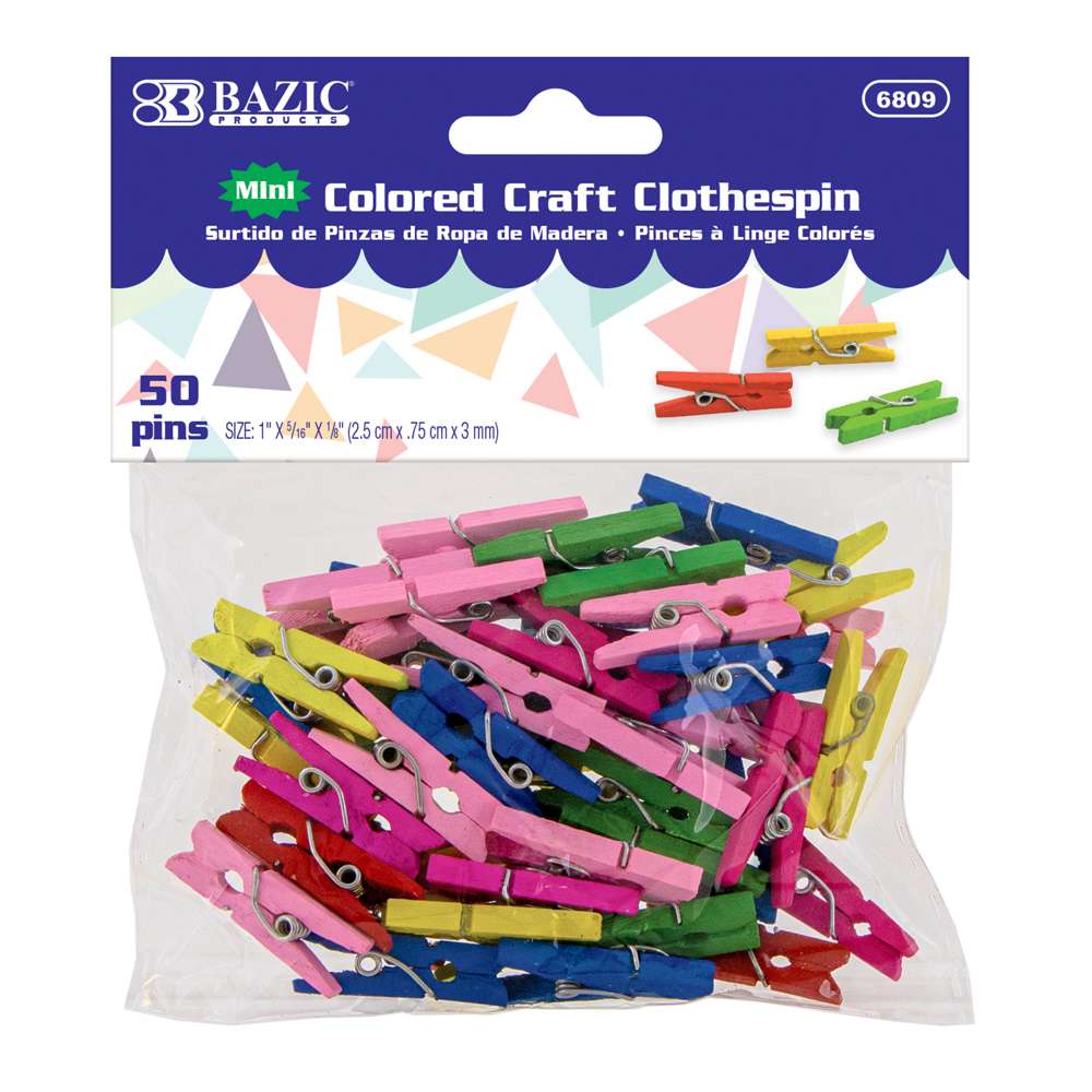 Bazic Mini Clothes Pin (50/Pack) Colored