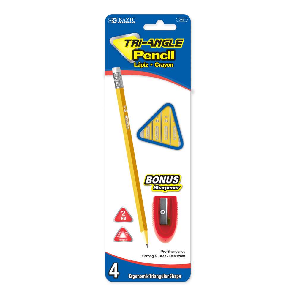 4 #2 Triangle Yellow Pencil w/ Sharpener