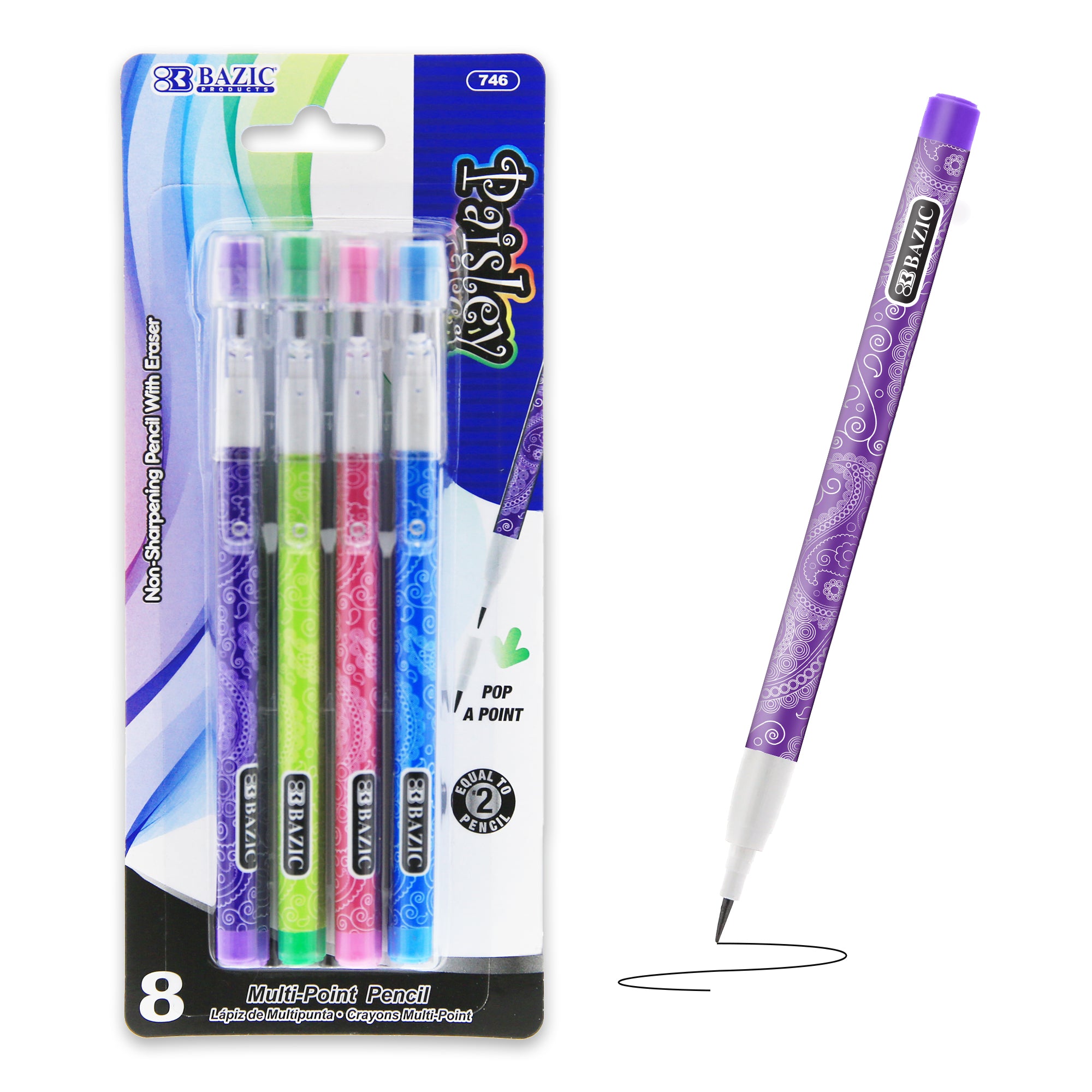 Mechanical Drawing Pencils, 8 Count, Paisley Barrel
