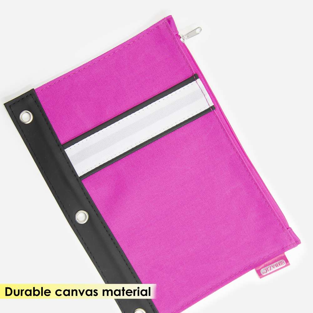 Pencil Pouch 3 Ring Binder Pouch Zippered Pencil Case Canvas Pencil Bag  with